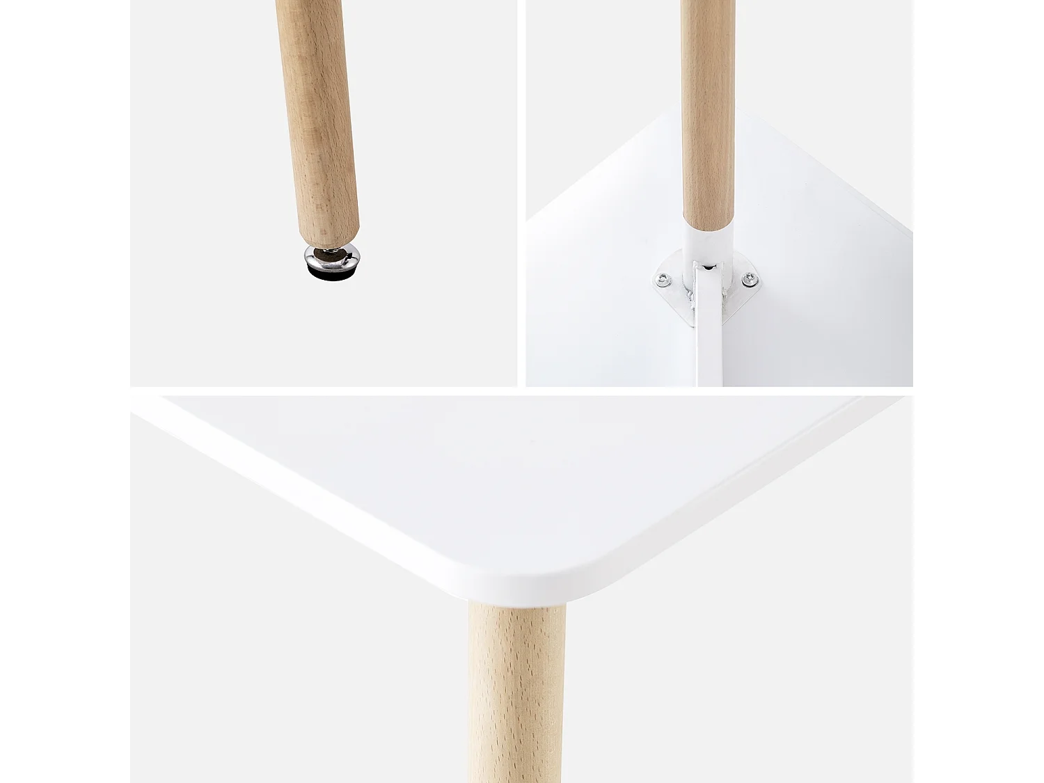 Mesa de comedor cuadrada de mdf y madera de haya, 70cm blanco