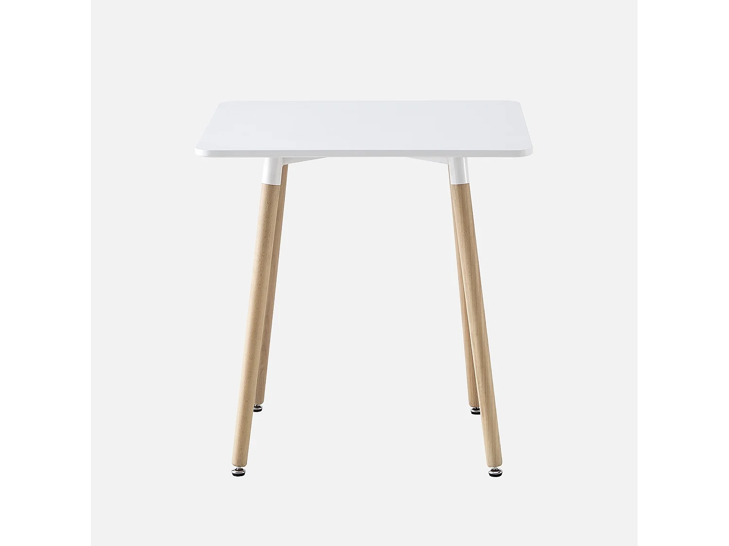 Mesa de comedor cuadrada de mdf y madera de haya, 70cm blanco