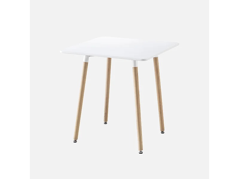 Mesa de comedor cuadrada de mdf y madera de haya, 70cm blanco