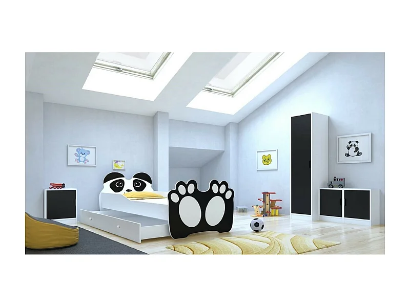 Bett Bran (70x140)/Matratze inklusive/Weiß/Schwarz