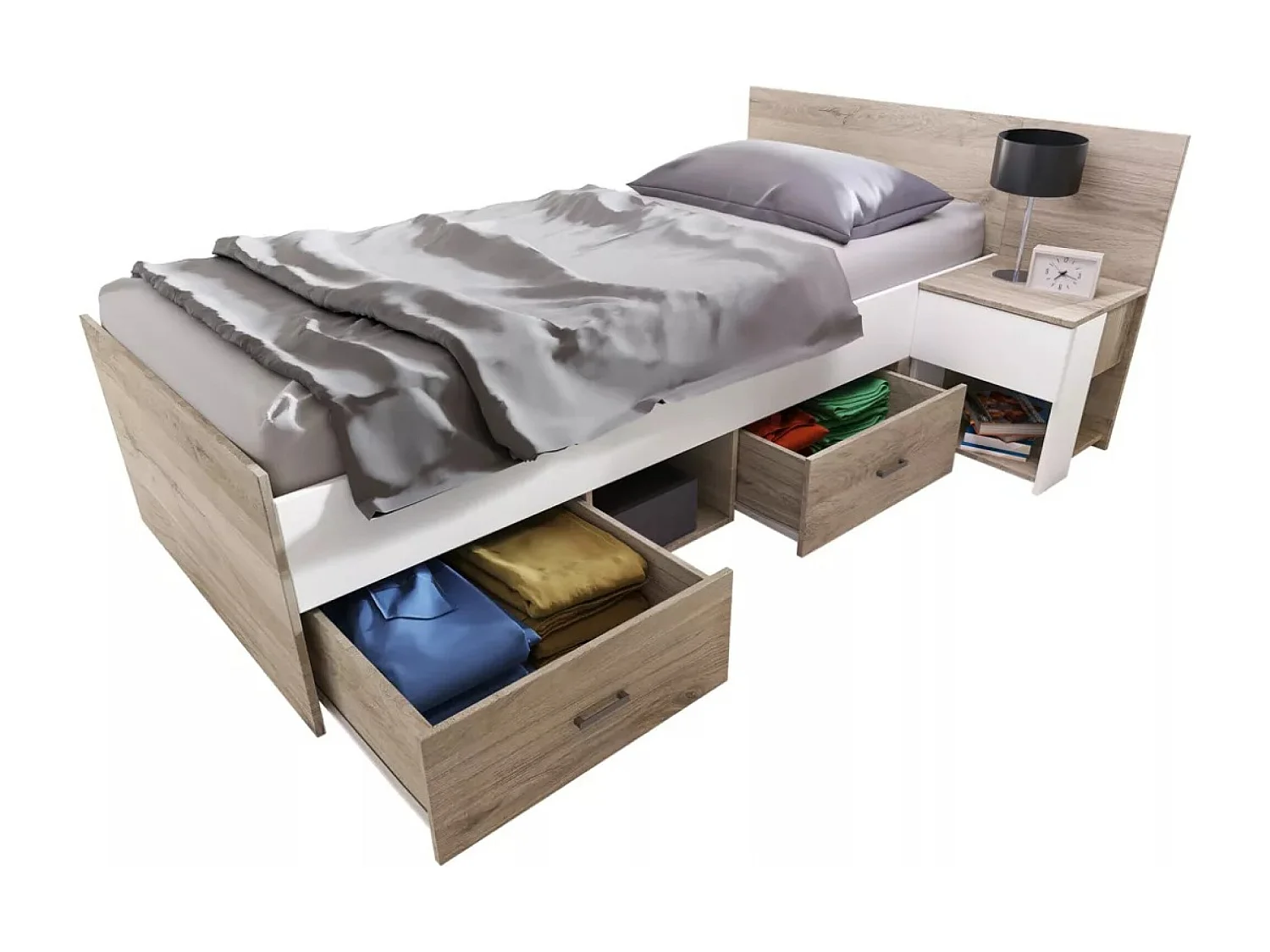 Letto Cami (90x200)/biano&marrone