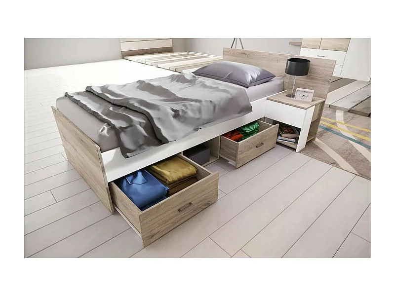 Letto Cami (90x200)/biano&marrone