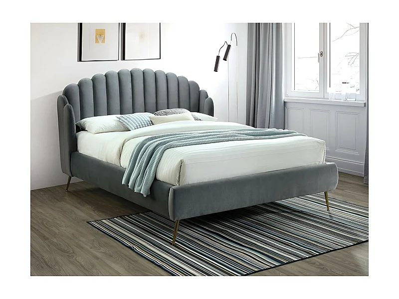 Lit Calabria M (160x200)/Tissu/grise