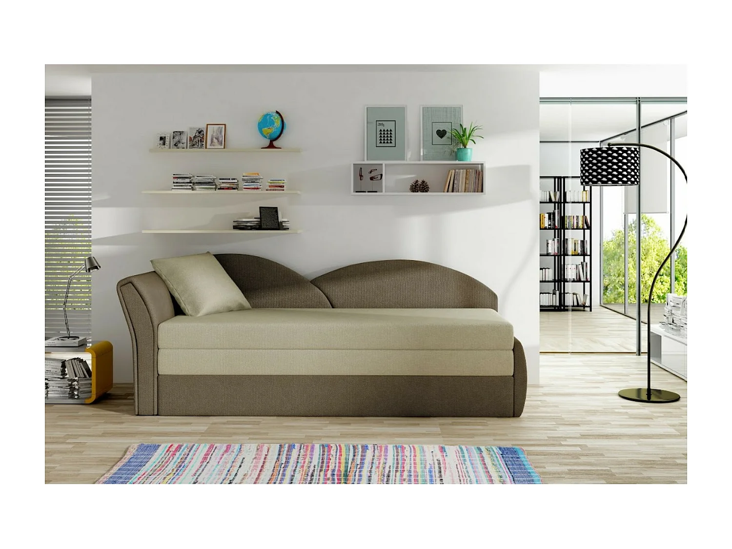 Lit Chind L (180x150) En Stock/matelas inclus/brun&beige