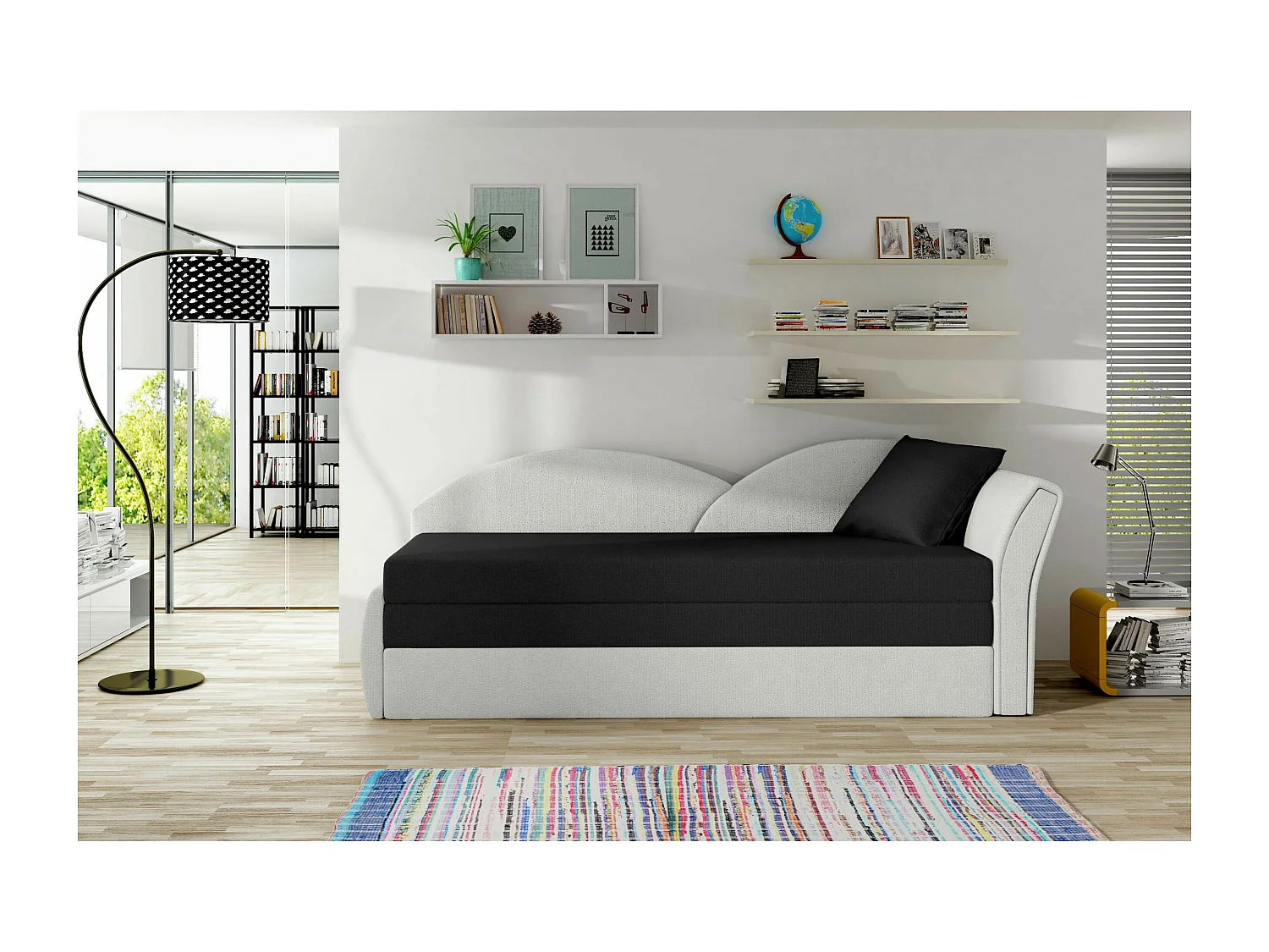 Letto Chind R (180x150)/materasso incluso/nera/Grigio&Nero
