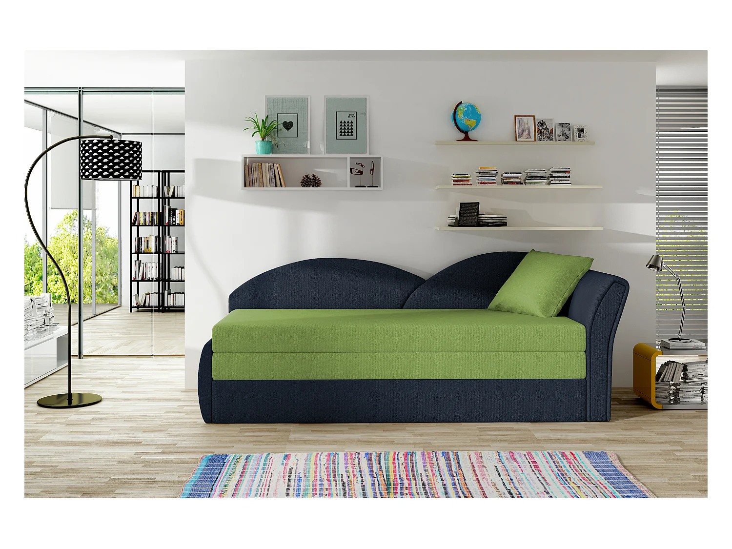 Bett Chind R (180x150)/Matratze inklusive/Blau&Grün