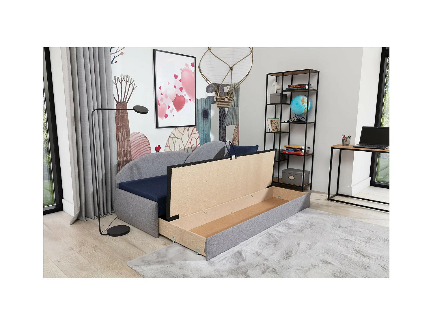 Bett Chind R (180x150)/Matratze inklusive/Blau&Grün