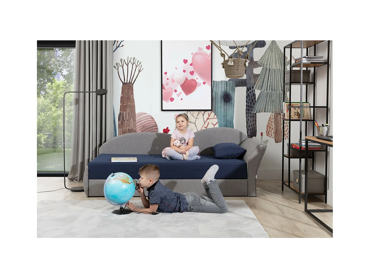 Bett Chind R (180x150)/Matratze inklusive/Blau&Grün