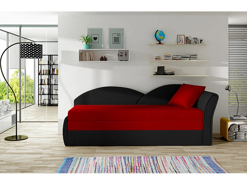 Lit Chind R (180x150)/matelas inclus/grise/Noir&Rouge