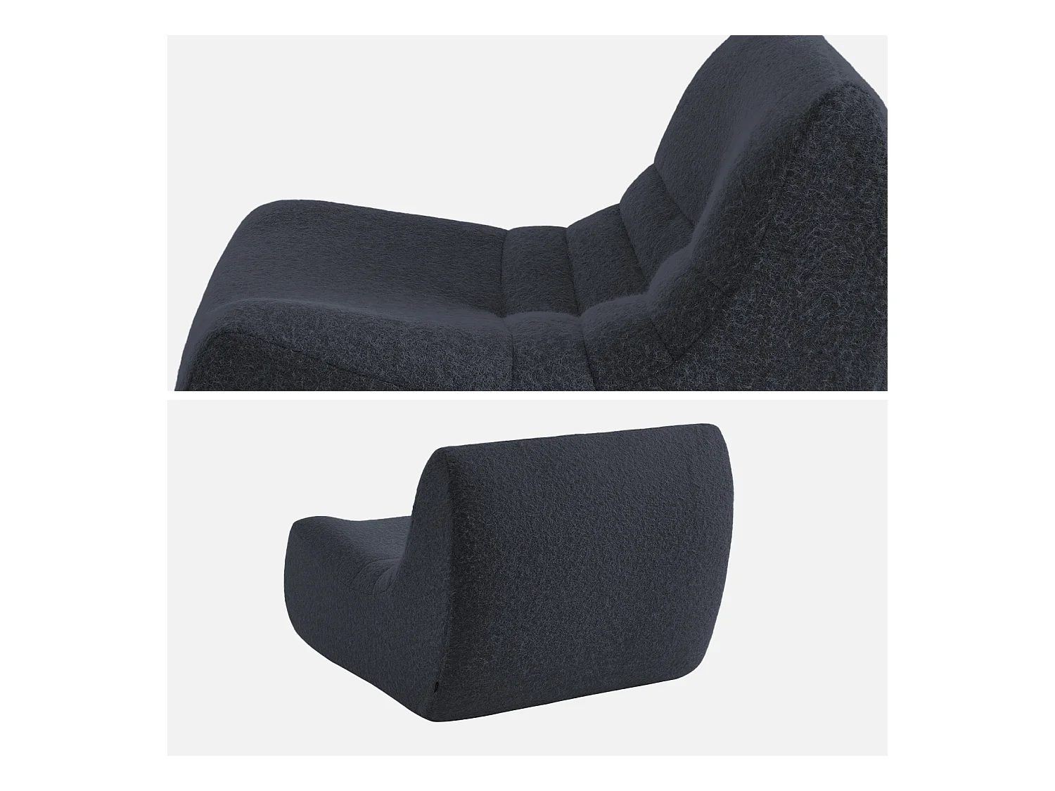 Chauffeuse tissu effet alpaca 2 places. bleu nuit. style contemporain. L 91 x P 105 x H 72cm