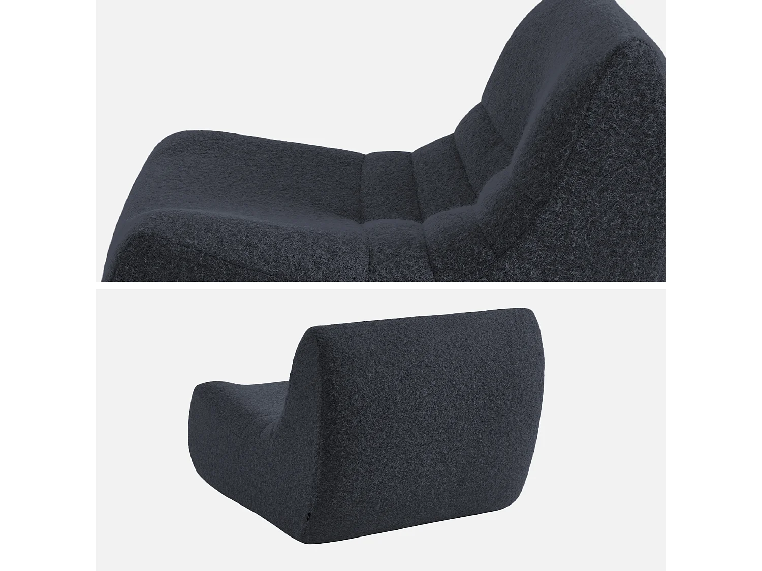 Sofá modular en tejido efecto alpaca, 2 plazas noche azul