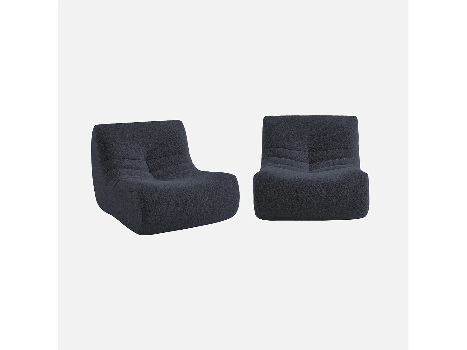 Sofá modular en tejido efecto alpaca, 2 plazas noche azul