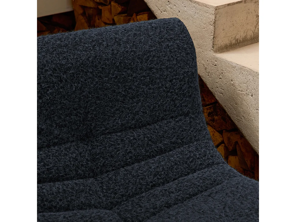 Sofá modular en tejido efecto alpaca, 2 plazas noche azul