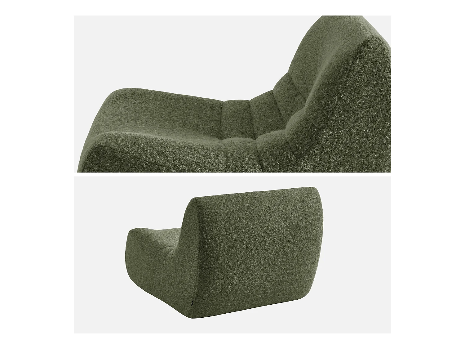 Chauffeuse tissu effet alpaca 2 places. kaki. style contemporain. L 91 x P 105 x H 72cm