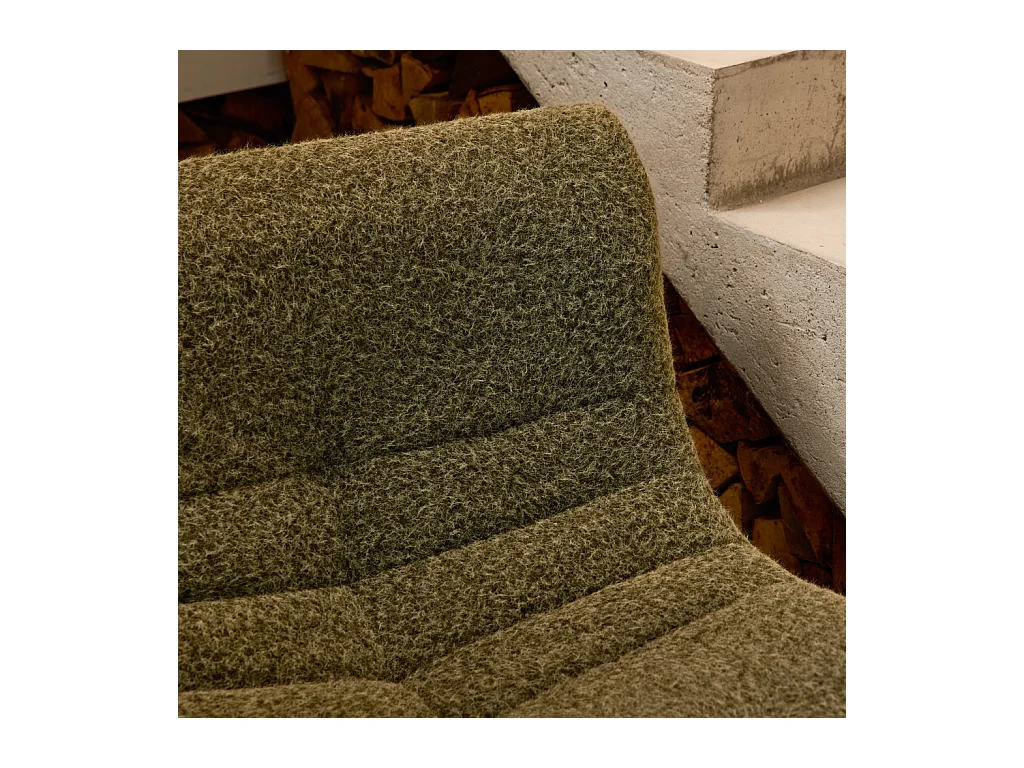 Chauffeuse tissu effet alpaca 2 places. kaki. style contemporain. L 91 x P 105 x H 72cm