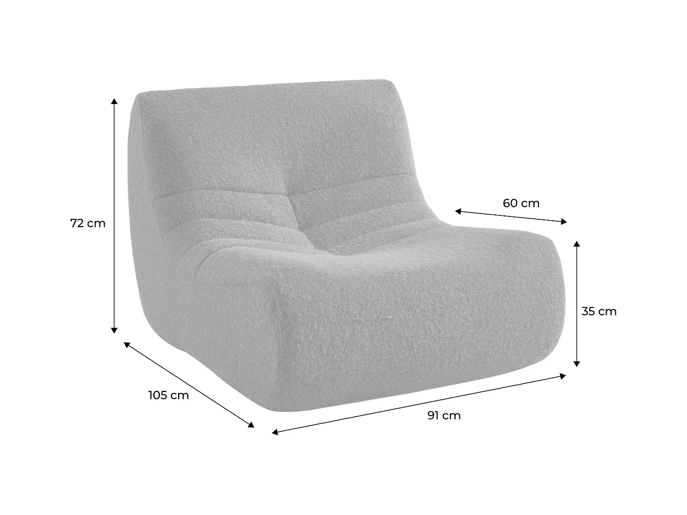 Chauffeuse tissu effet alpaca 2 places. kaki. style contemporain. L 91 x P 105 x H 72cm