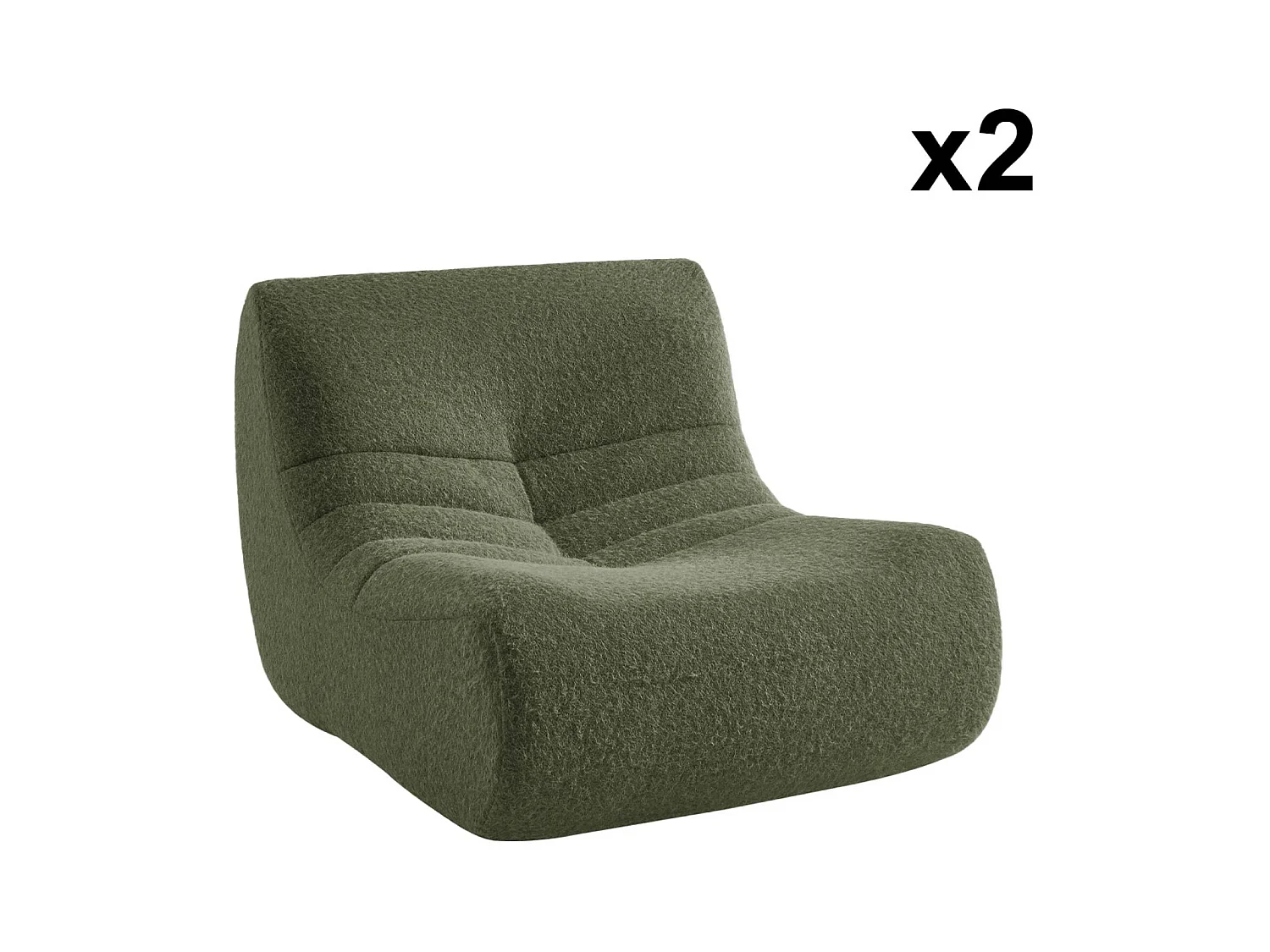 Chauffeuse tissu effet alpaca 2 places. kaki. style contemporain. L 91 x P 105 x H 72cm