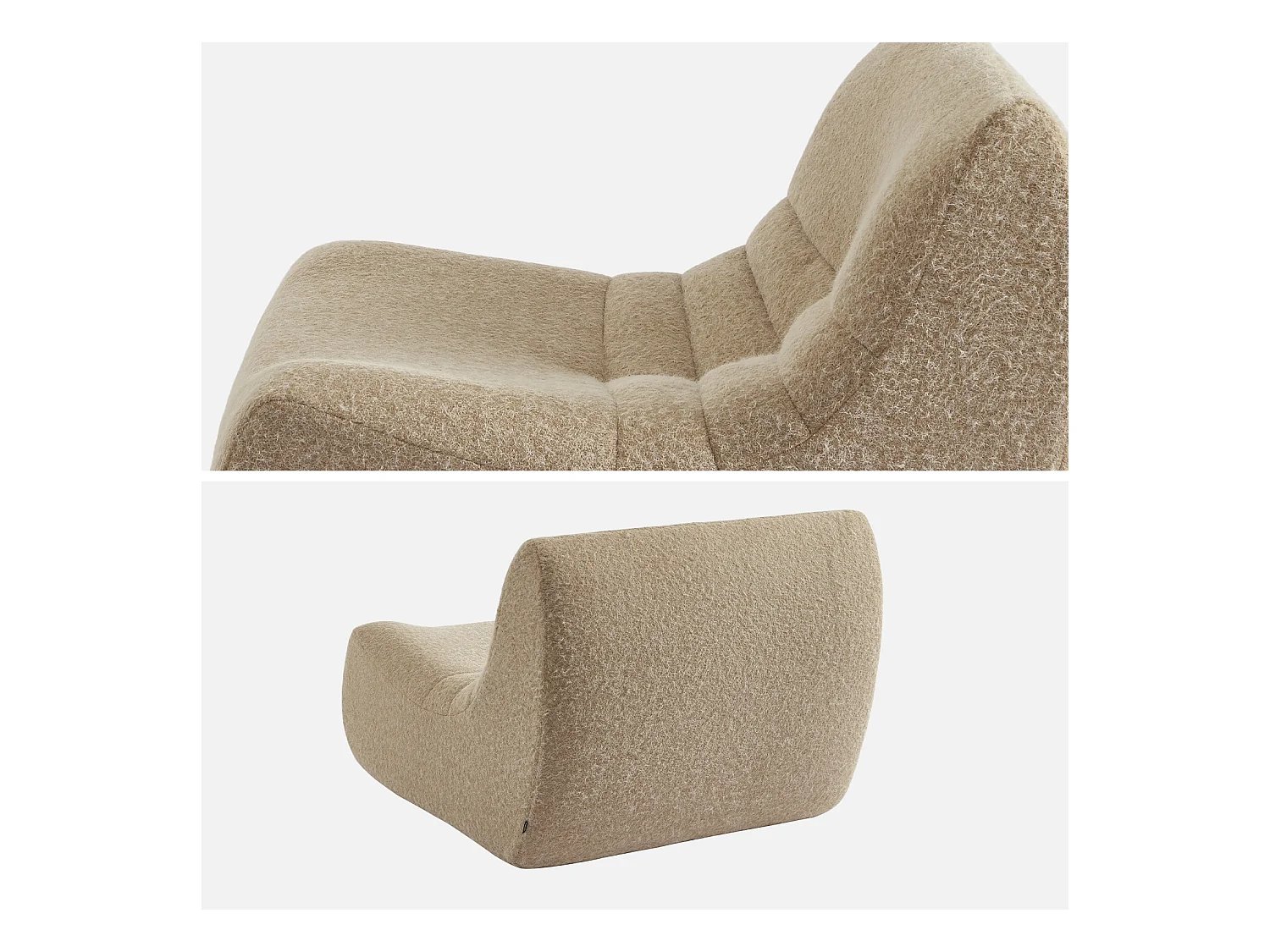 Divano modulare tessuto effetto alpaca, 2 posti, beige