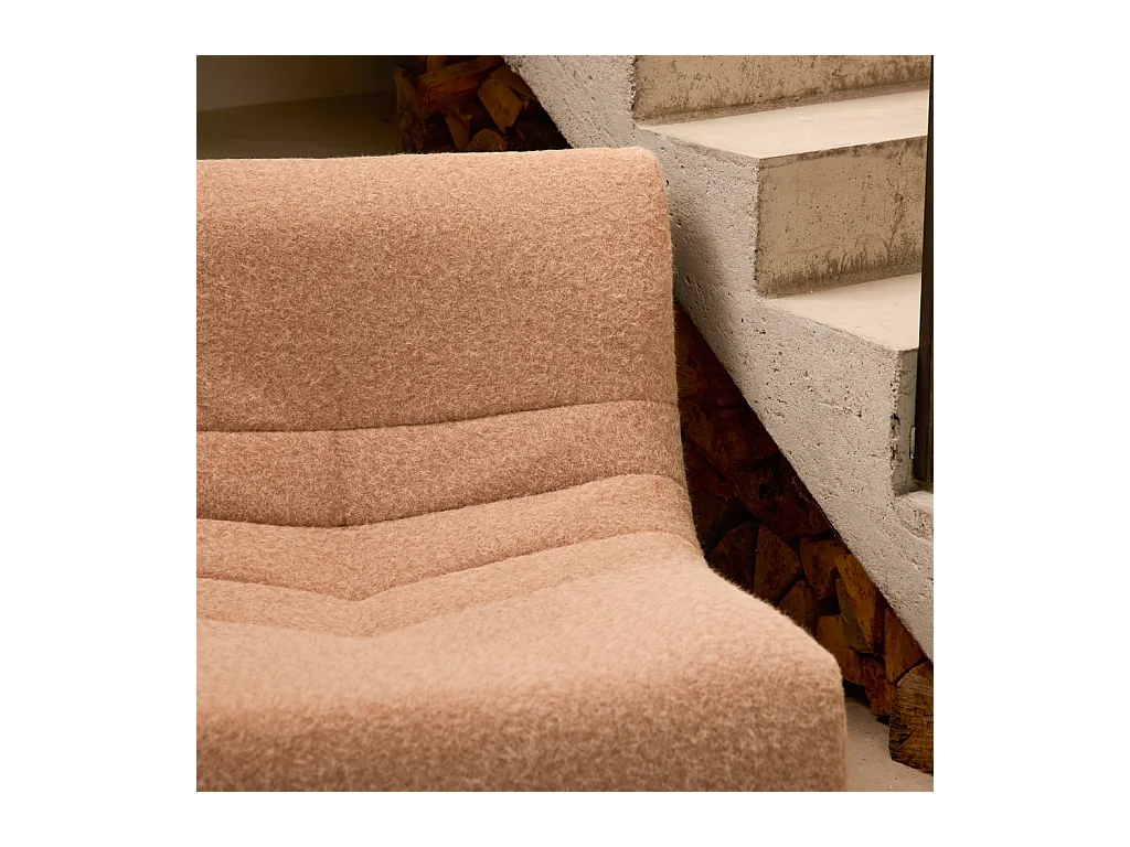 Divano modulare tessuto effetto alpaca, 2 posti, beige