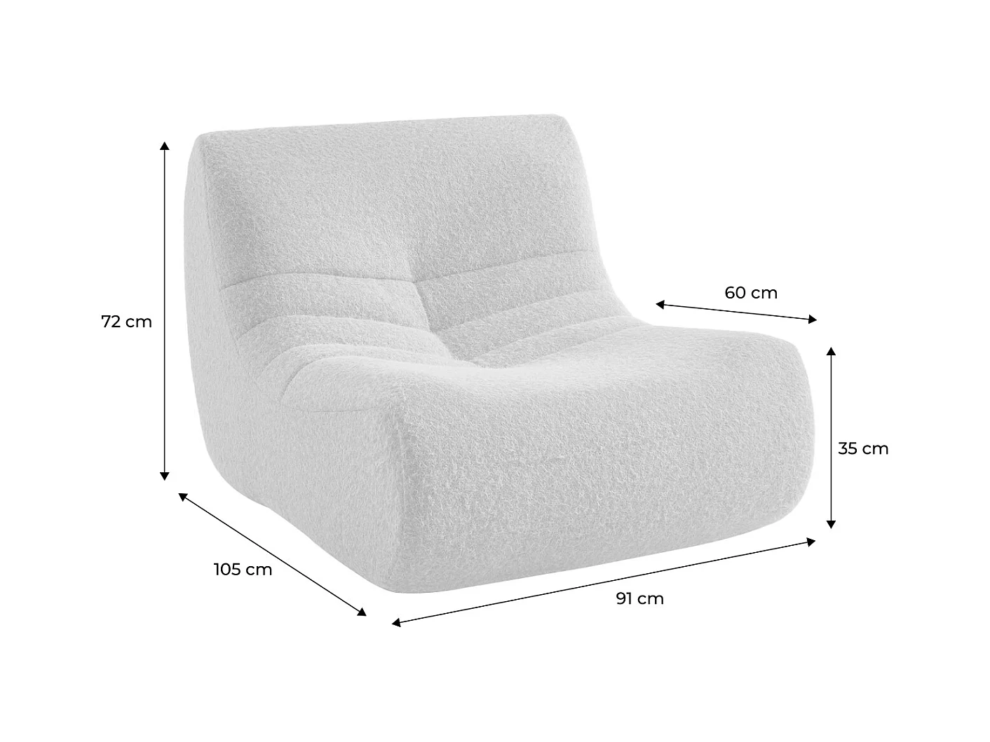 Divano modulare tessuto effetto alpaca, 2 posti, beige