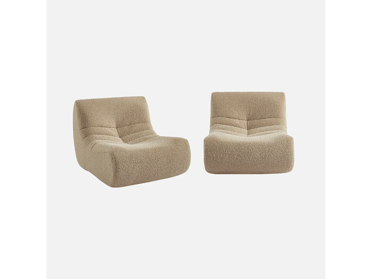 Chauffeuse tissu effet alpaca 2 places. beige. style contemporain. L 91 x P 105 x H 72cm