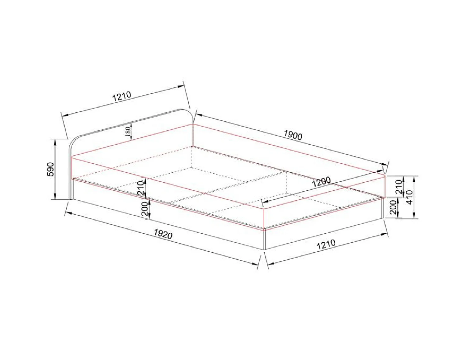 Letto Bondi M (144x190)/materasso incluso/bianca
