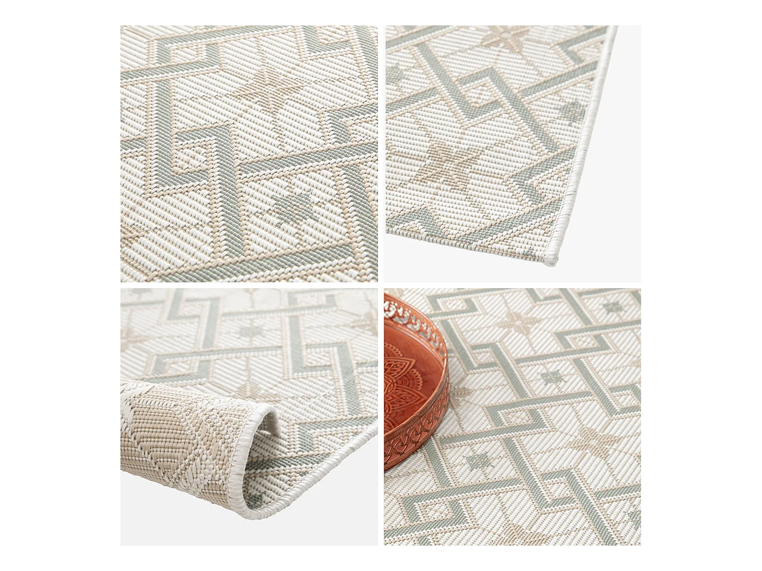 Tappeto vintage per interni/esterni crema beige verde