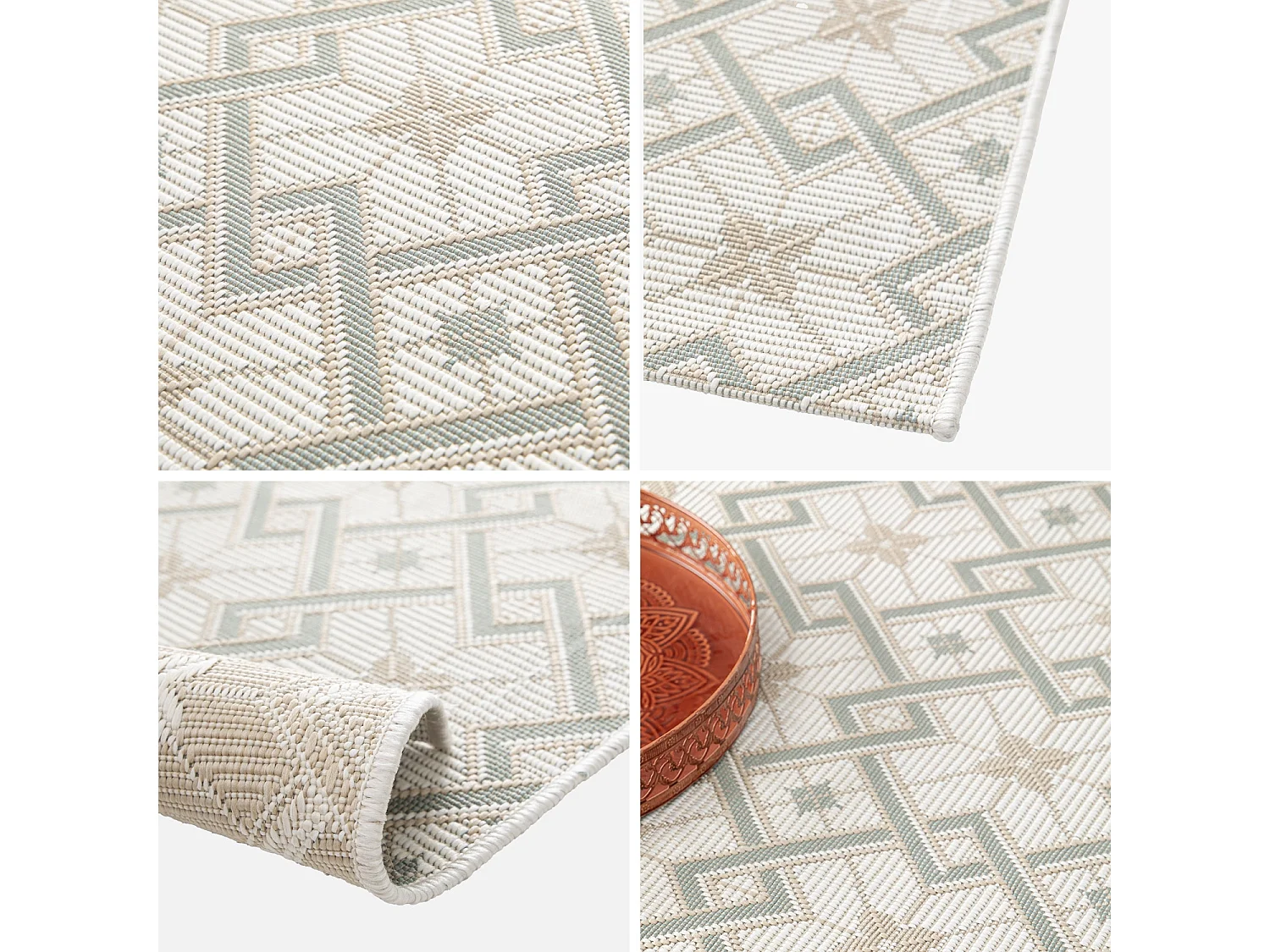 Tapis intérieur/extérieur vintage crème beige vert Angie 160x230cm