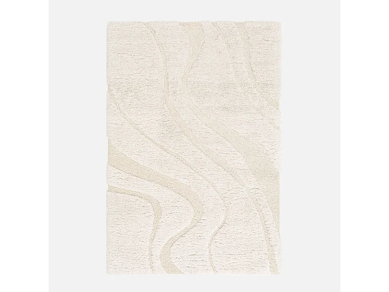Tapis intérieur shaggy motif avec relief crème Amy 160x230cm