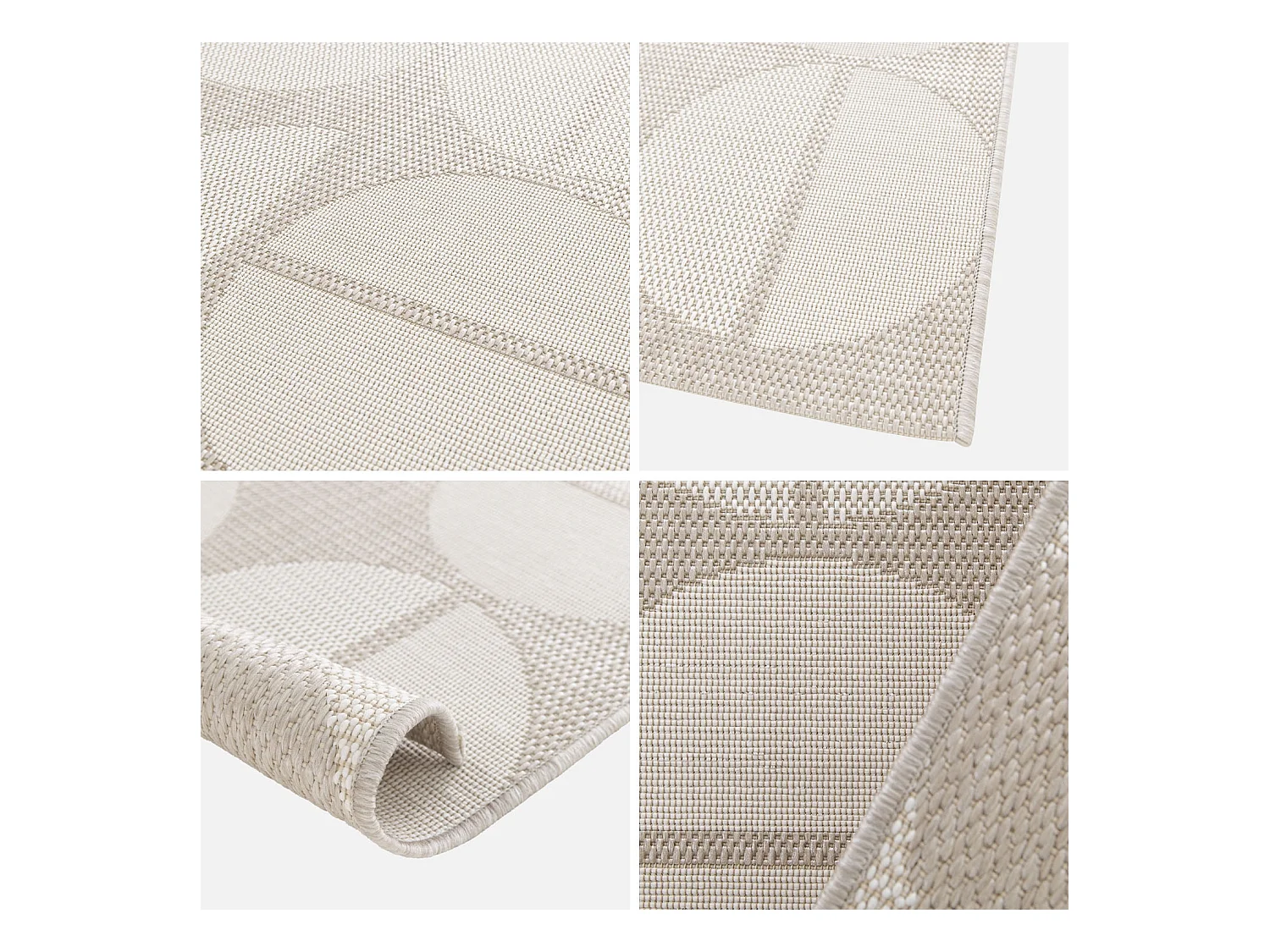 Tapis intérieur/extérieur motifs géométriques beige polyester recyclé Megan 160x230cm