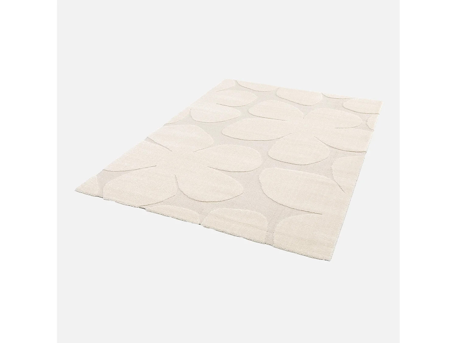 Alfombra interior shaggy diseño floral beige