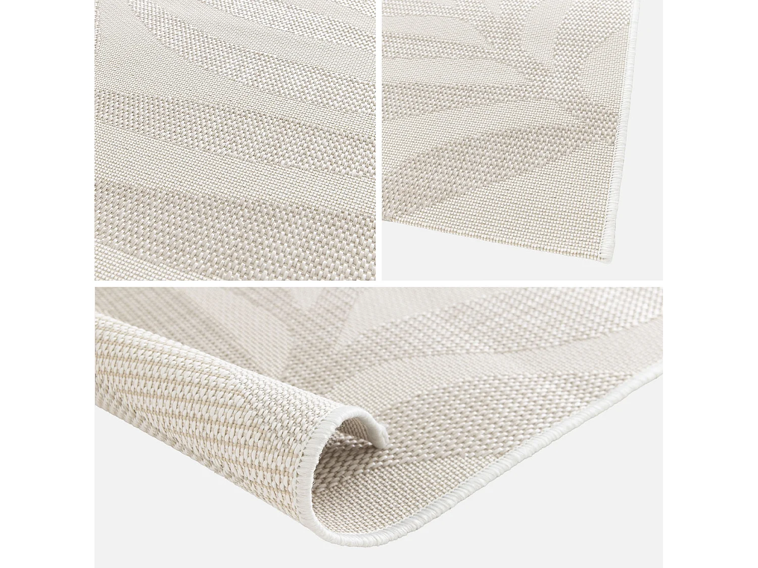 Tapis intérieur/extérieur motif végétal beige polyester recyclé Kate 120x170cm