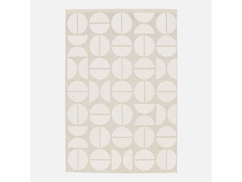 Tapis intérieur/extérieur motifs géométriques beige polyester recyclé Megan 120x170cm