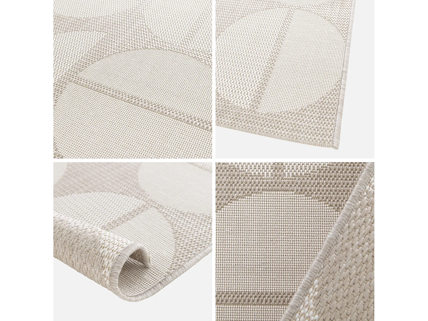 Alfombra interior/exterior diseño geométrico beige poliéster reciclado