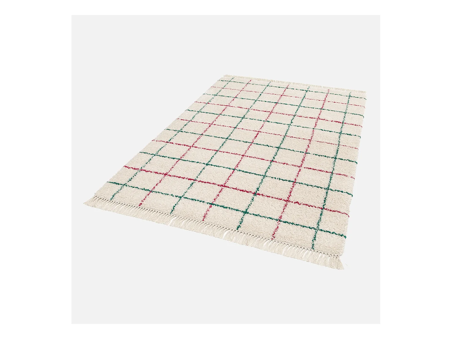 Tapis intérieur shaggy motif quadrillage multicolore avec franges Edward 160x230cm