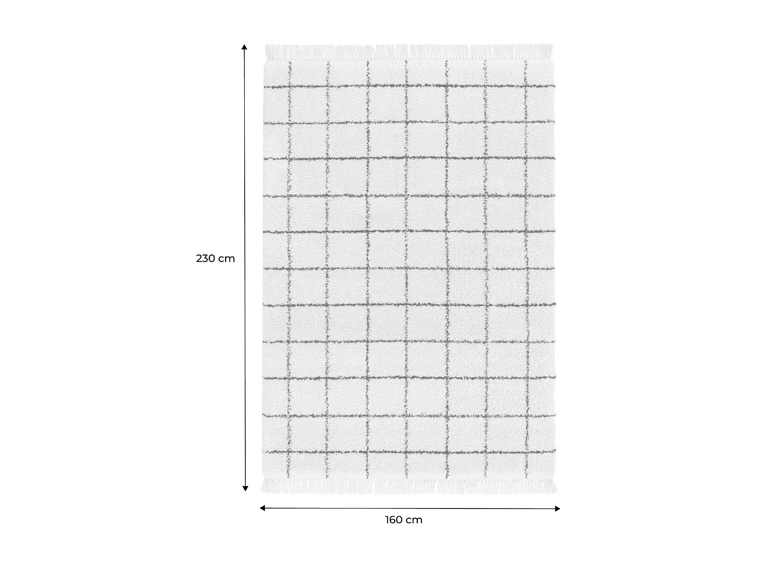 Tappeto interno shaggy motivo a griglia multicolore con frange