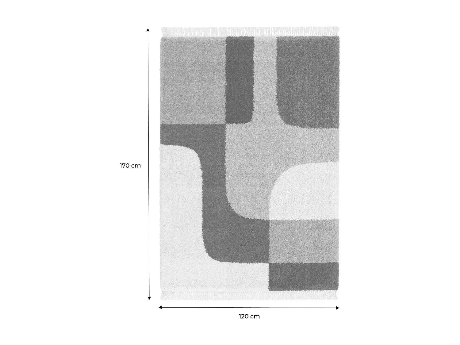 Alfombra interior con flecos diseño geométrico multicolor