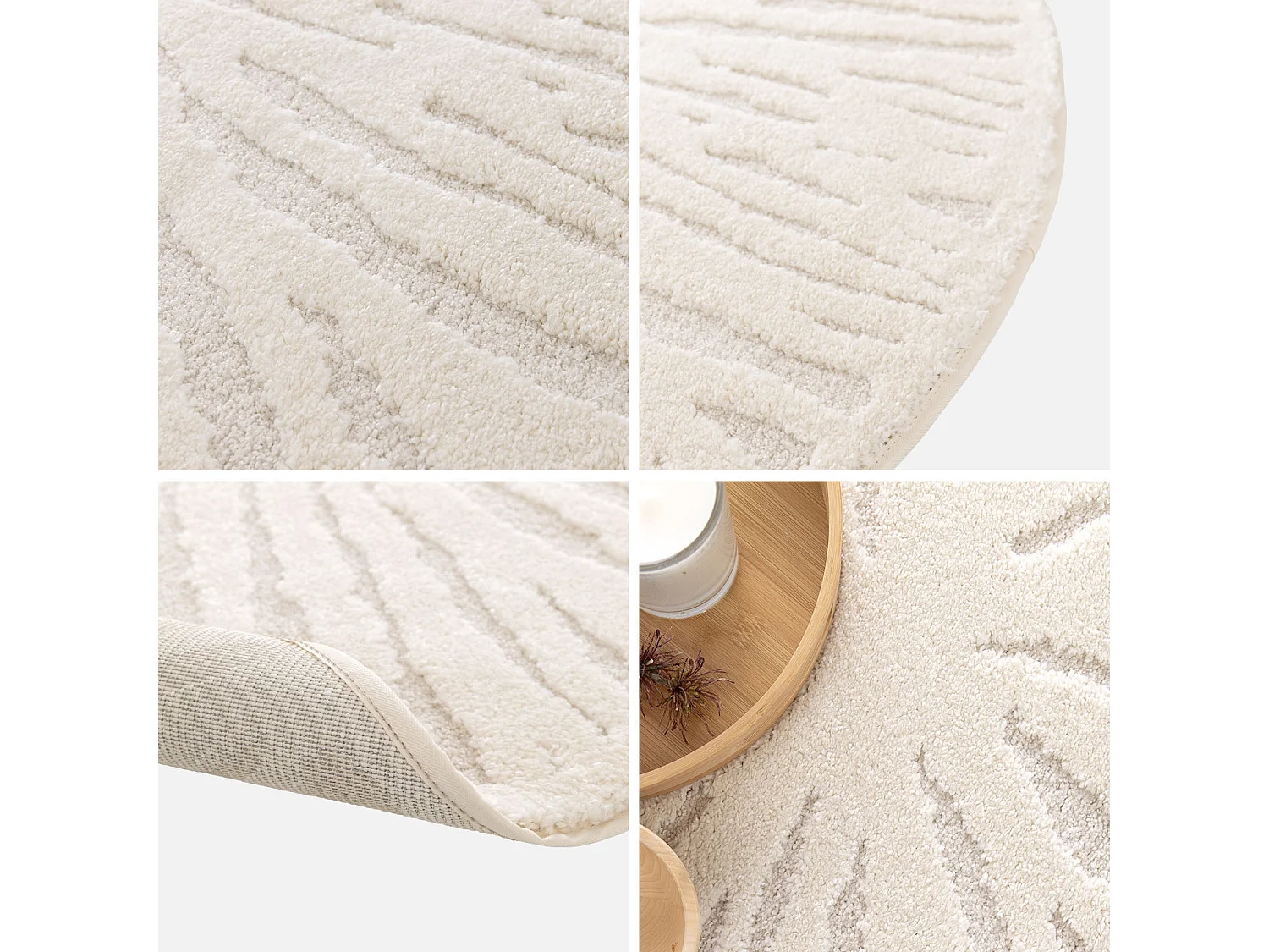 Alfombra interior shaggy redonda beige, 160cm crema
