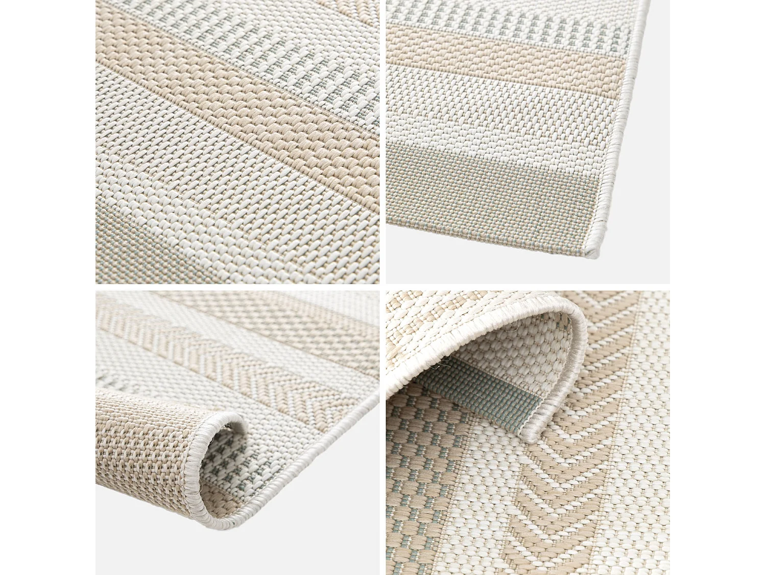 Tappeto interno/esterno vintage motivo lineare crema beige grigio