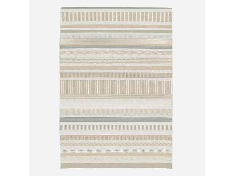 Tapis intérieur/extérieur vintage motif linéaire beige crème gris Gary 160x230cm