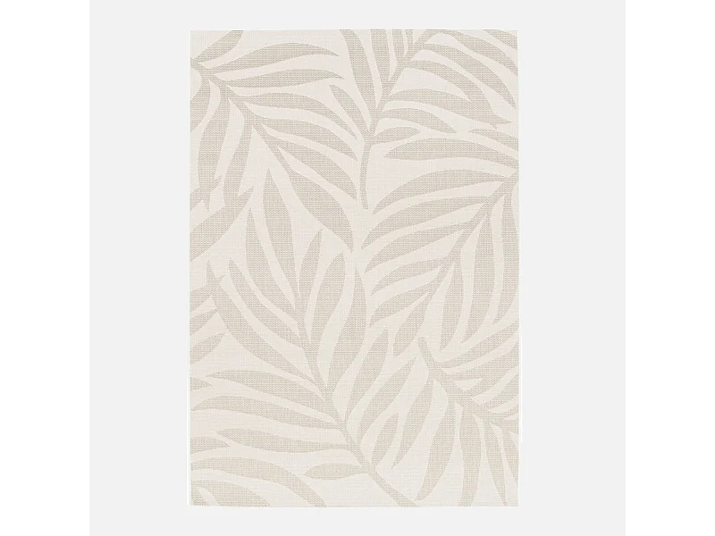 Alfombra interior/exterior motivo vegetal beige poliéster reciclado