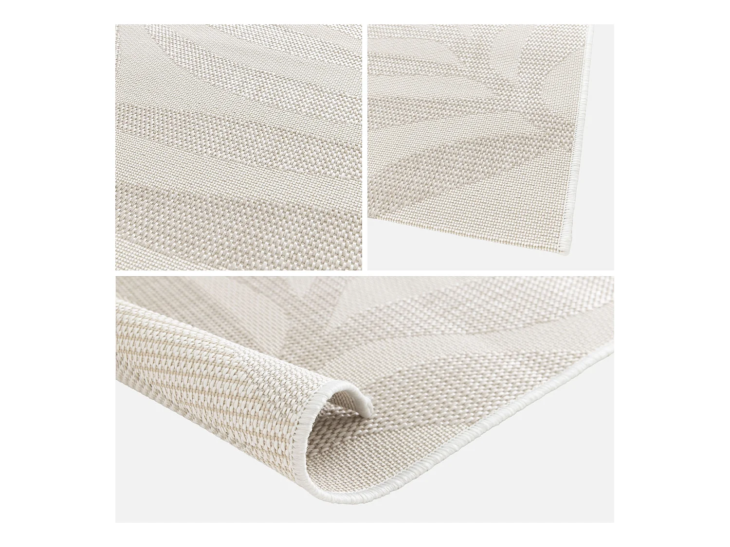 Tapis intérieur/extérieur motif végétal beige polyester recyclé Kate 160x230cm