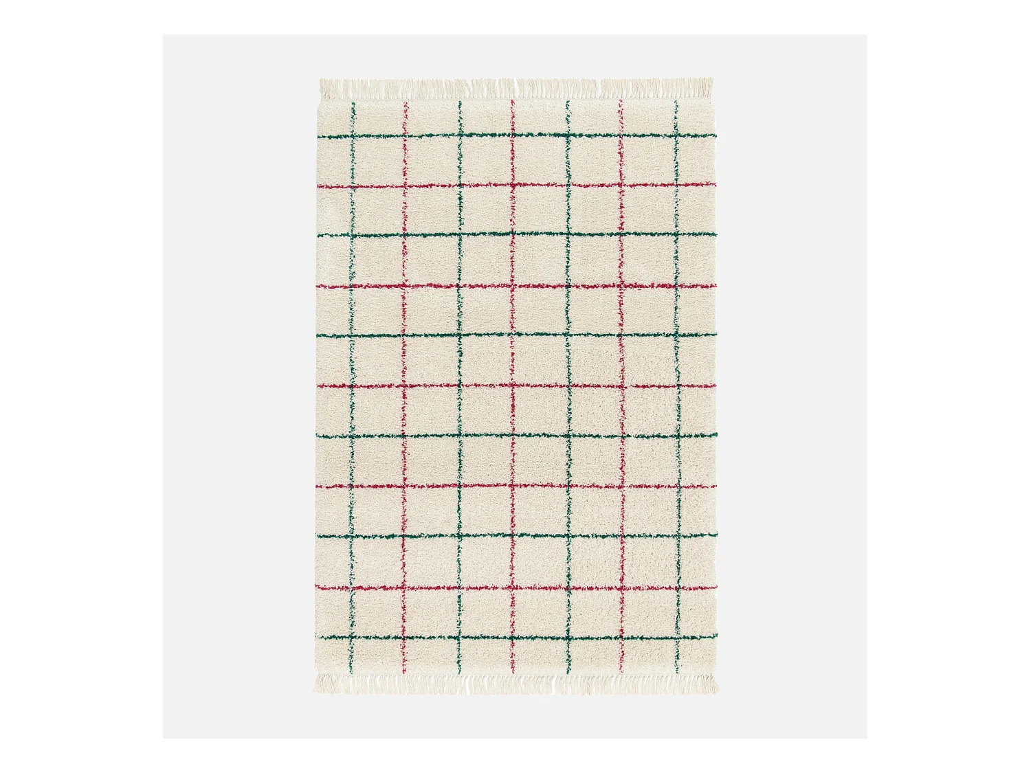 Tapis intérieur shaggy motif quadrillage multicolore avec franges Edward 80x150cm