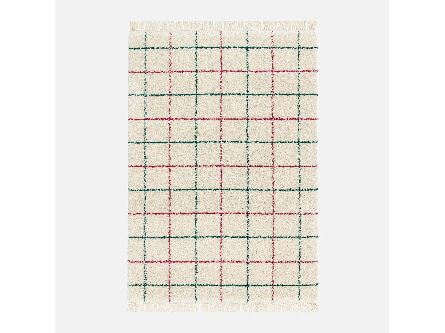 Tapis intérieur shaggy motif quadrillage multicolore avec franges Edward 80x150cm