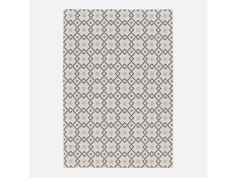 Tappeto da interni/esterni vintage crema beige blu