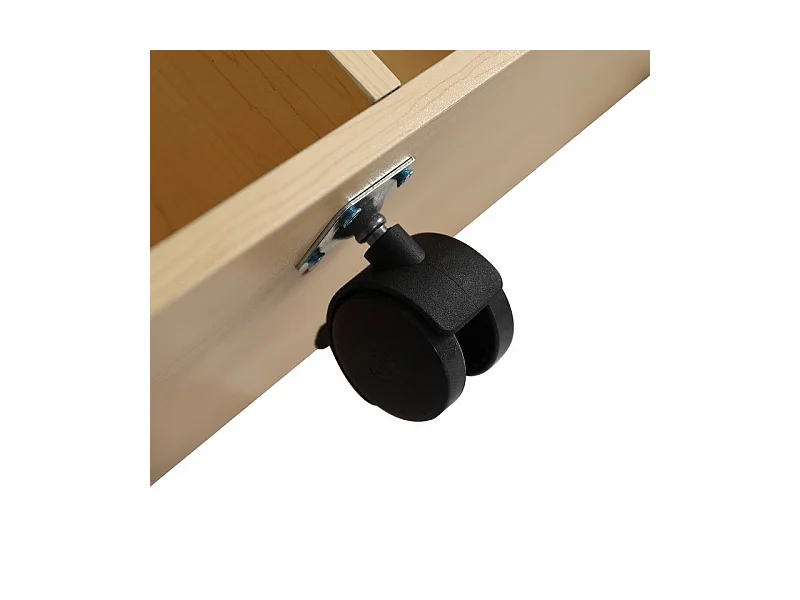 Vetrina 7 nicchie - 2 armadi con rotelle - MDF + Pannello di particelle - Bianco e naturale - 222x34x95 cm