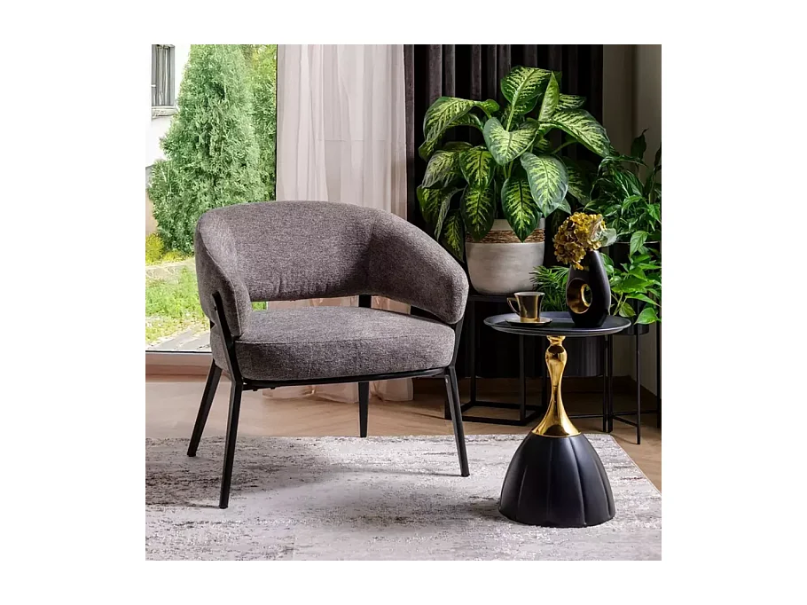 Table basse design moderne en métal noir et or LUXIA