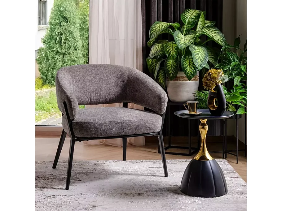 Table basse design moderne en métal noir et or LUXIA