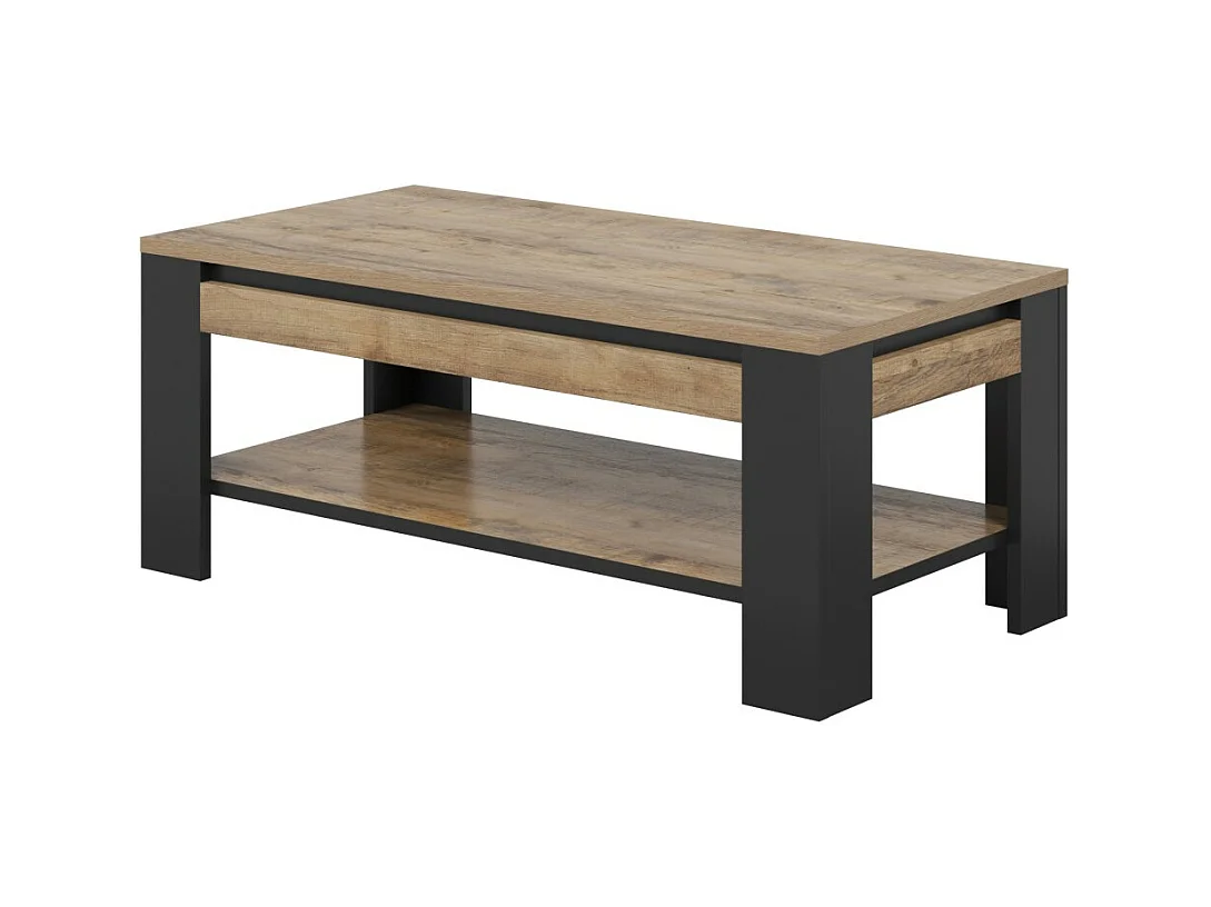 Table Basse collection MEUNIER – Chêne Samdal & noir mat, 120×49×60 cm