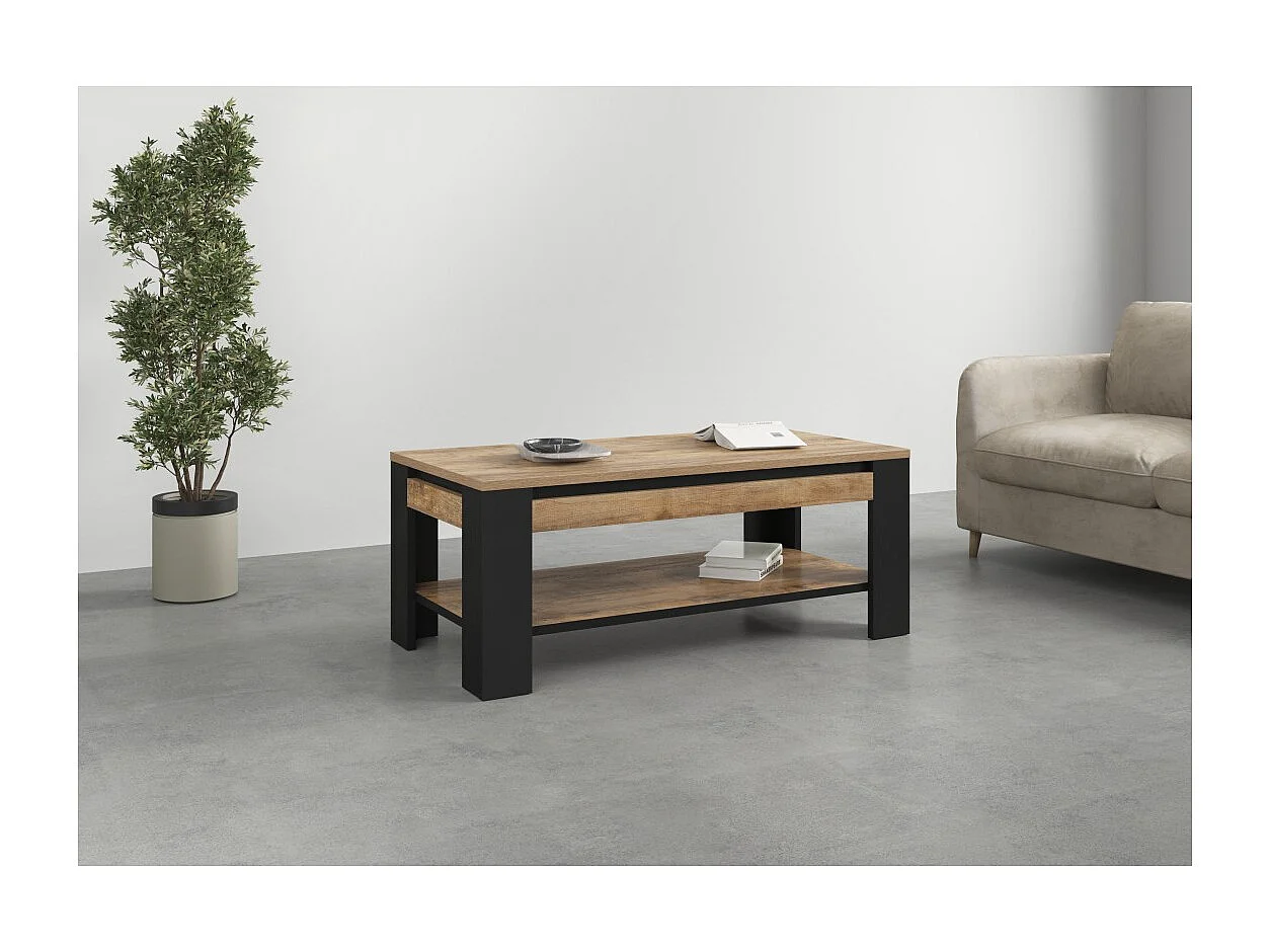 Mesa de Centro coleção MEUNIER – Carvalho Samdal & Preto Fosco, 120×49×60 cm
